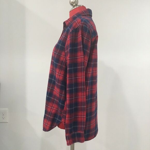 Uniqlo red & navy blue plaid flannel shirt size L - Picture 3 of 6